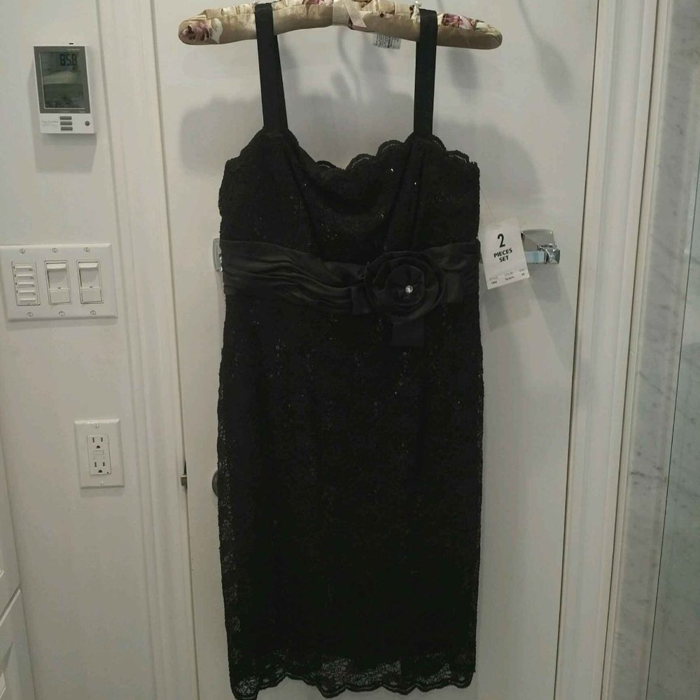 FLASH SALE!! NEW Black Lace Cocktail Dress - 2 piece set,  Kathy Roberts, 10